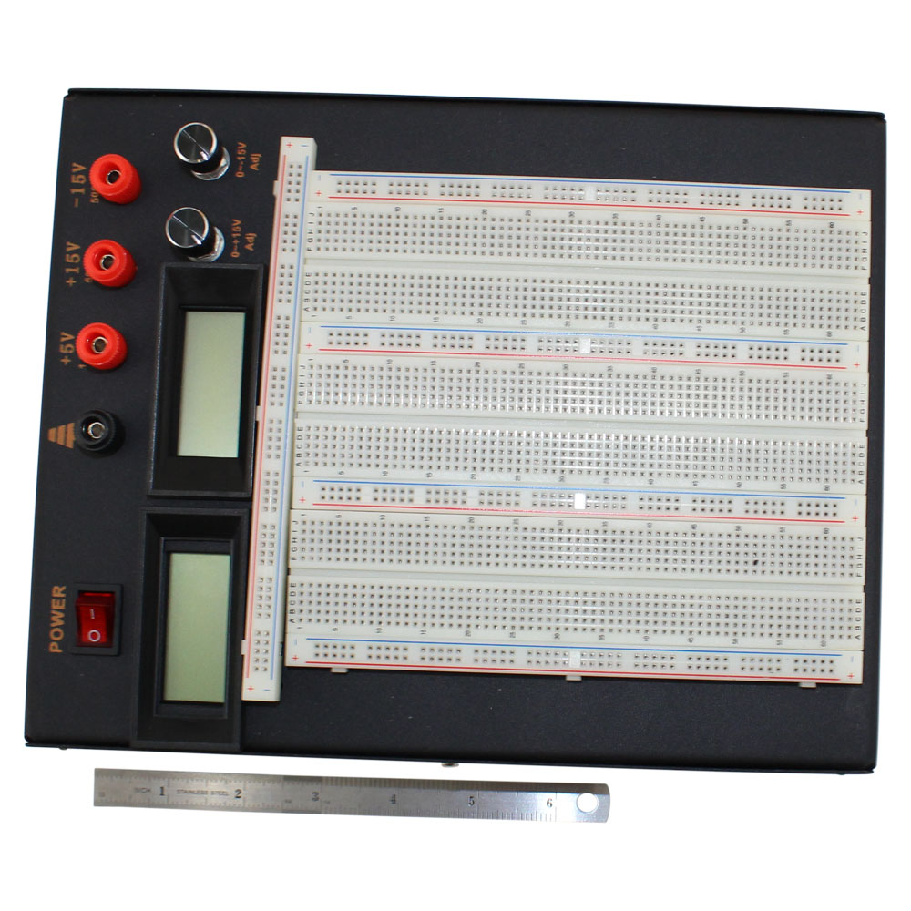 Powered 15V Solderless Breadboard Kit, With LED Displays