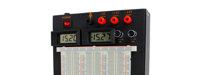 Powered Breadboard with LCD Voltage Displays