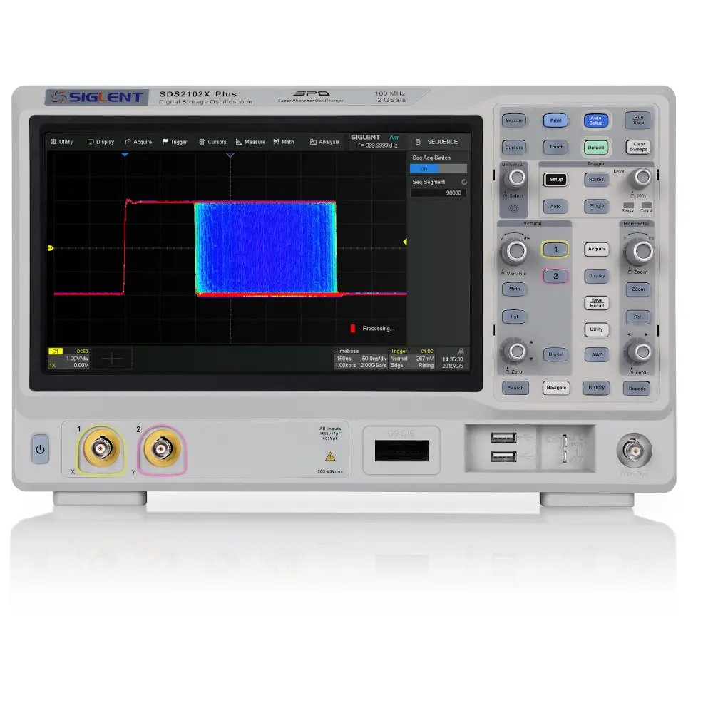 100MHZ, 2 CHANNELS, 2GSA/S DIGITAL STORAGE OSCILLOSCOPE. 200M MEMORY, TOUCH SCREEN, BUILT-IN 50 MHZ AWG