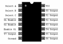 74HC137N - 1-of-8 Decoder Demultiplexer Latched Ins Inv Out