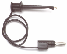 Black 36in Minigrabber test clip to stacking banana plug