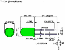 Green-Diffused 5mm Standard LED