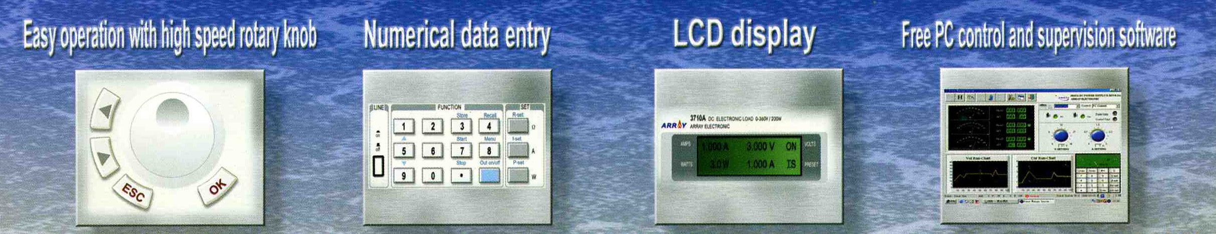 The CSI3711A features: Easy operation with High-Speed Rotary Knob, Numerical Data Entry, an LCD Display and Free PC Control and Supervision Software.