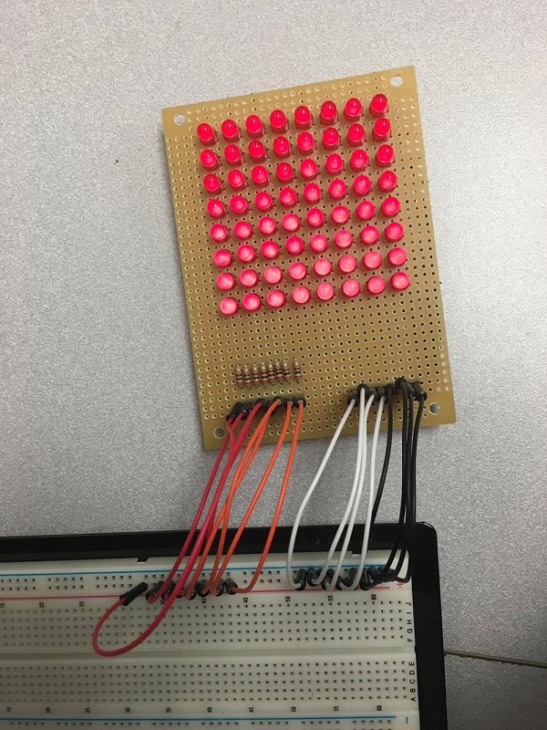 8x8 LED Matrix Powered ON