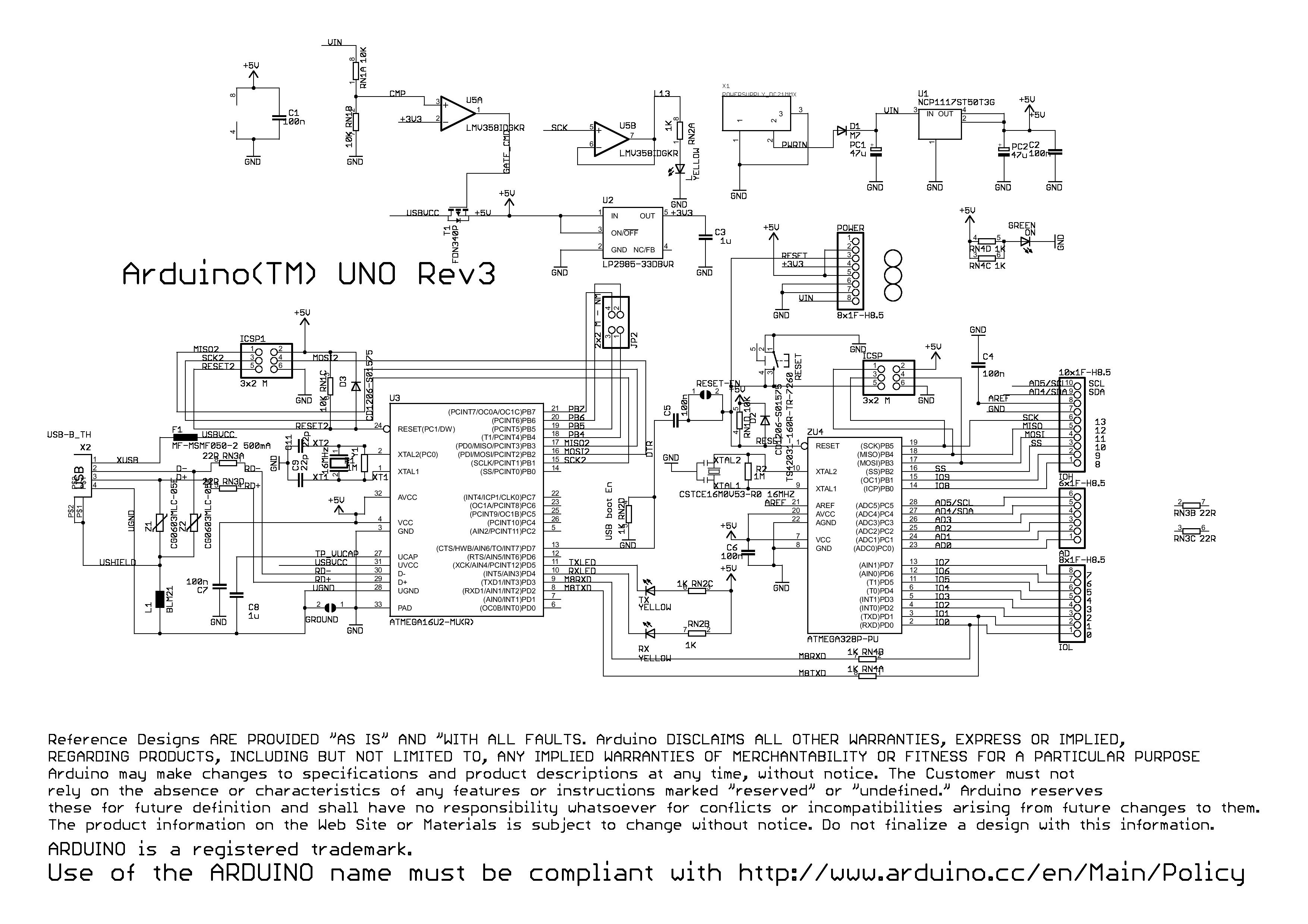 Arduino UNO Rev3 Schematic - Source: Arduino.cc