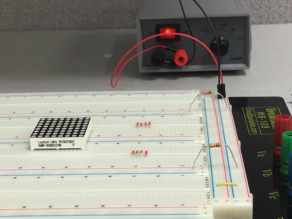 LED Matrix Breadboard Testing Pin 1