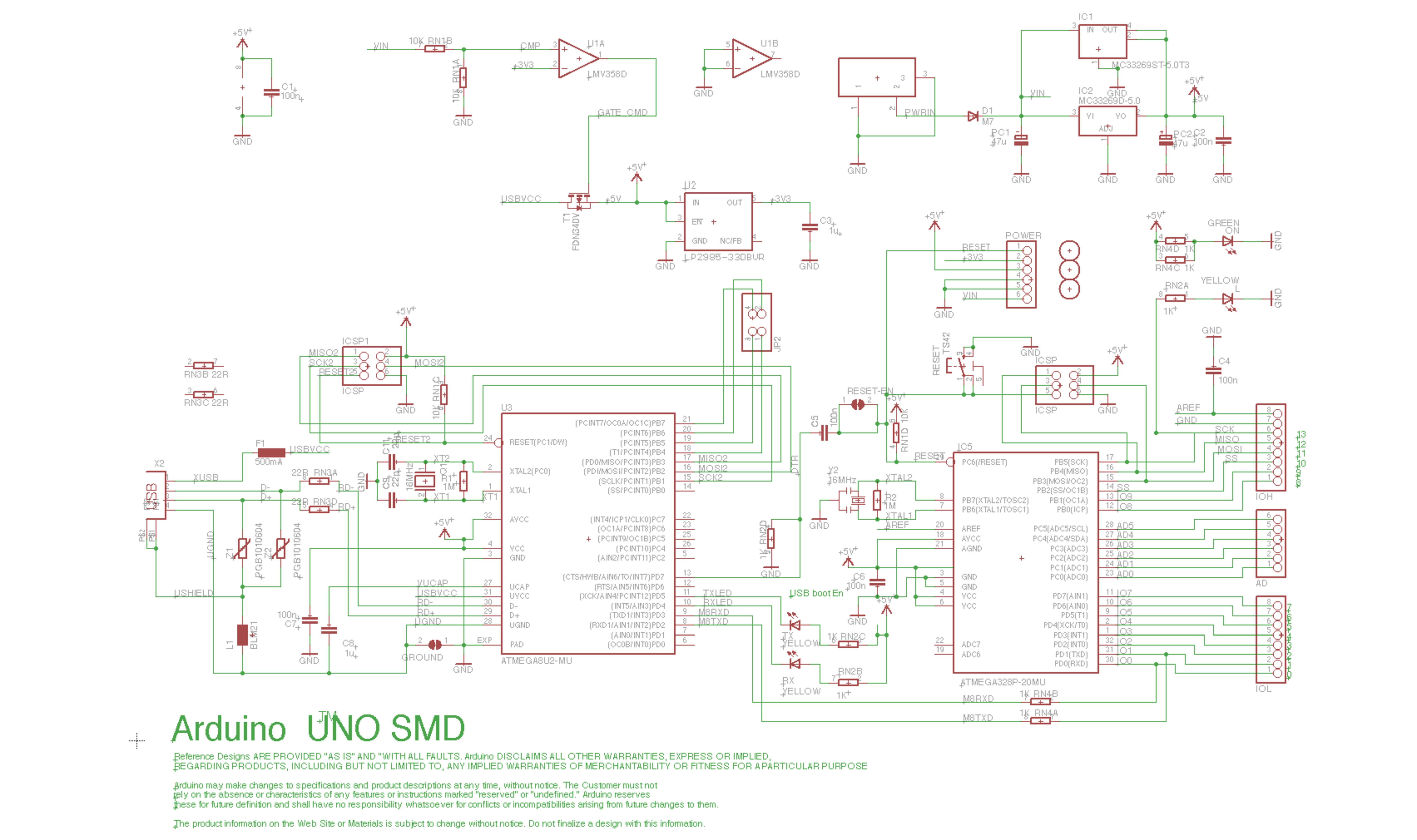 Arduino UNO SMD Edition Schematic - Source: Arduino.cc