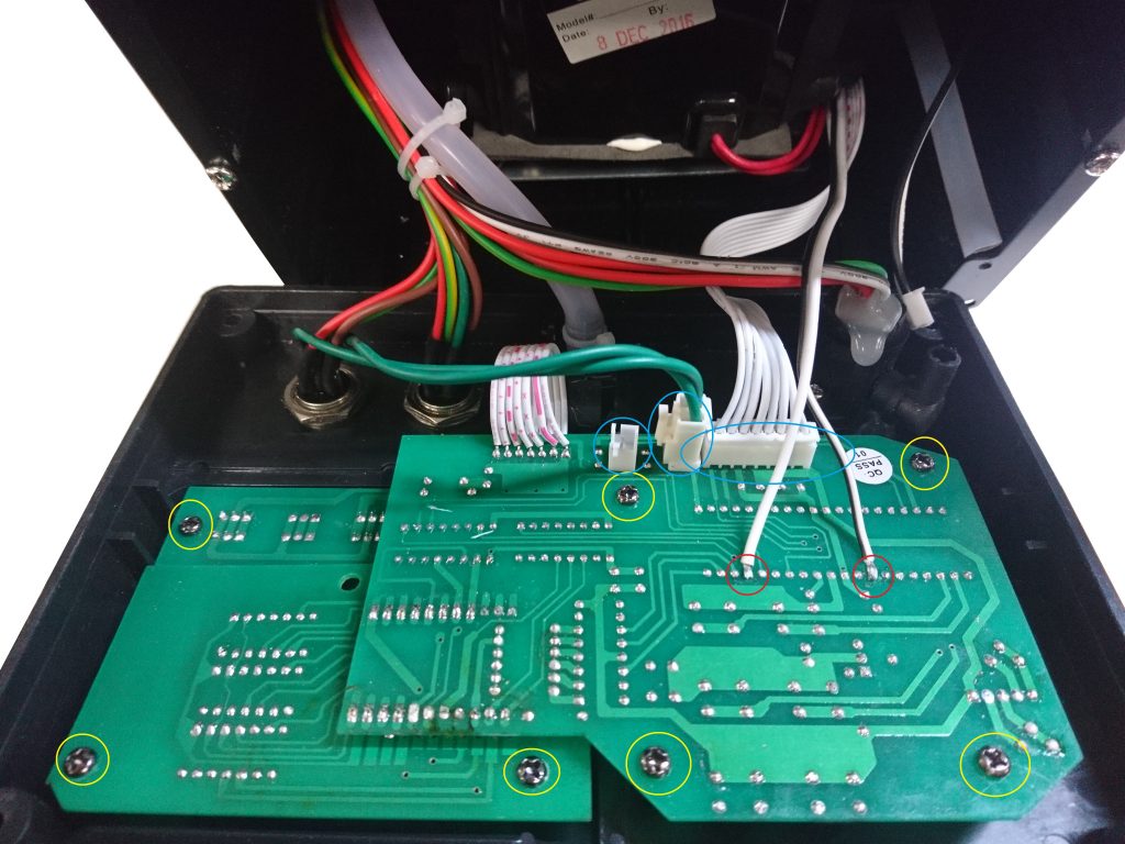 BK8k Front Circuit Board (screws, solder points, JST connectors