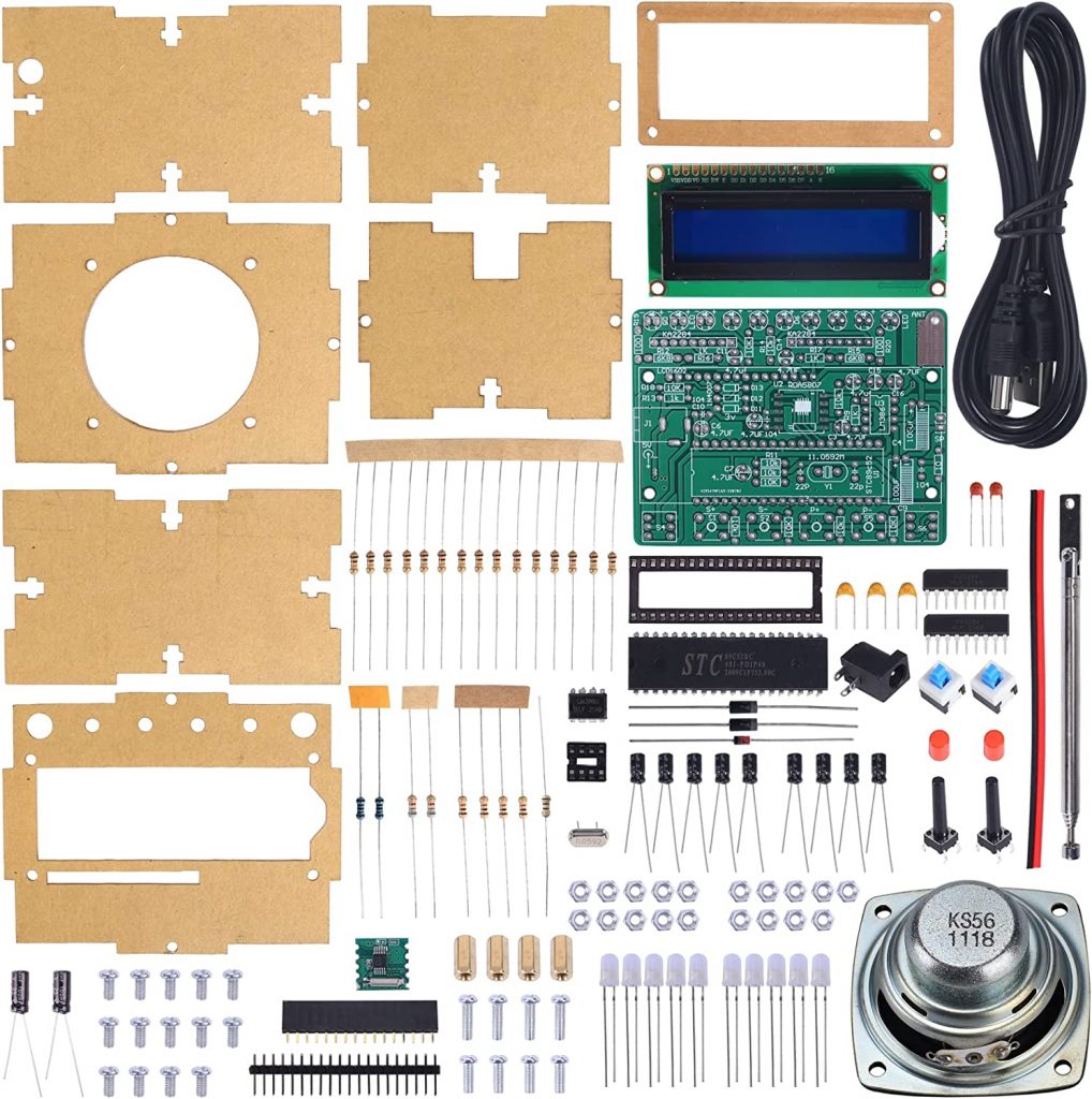 FM RADIO KIT SOLDERING PROJECT - CRYSTAL RADIO KIT WITH LEDS AND DIGITAL DISPLAY