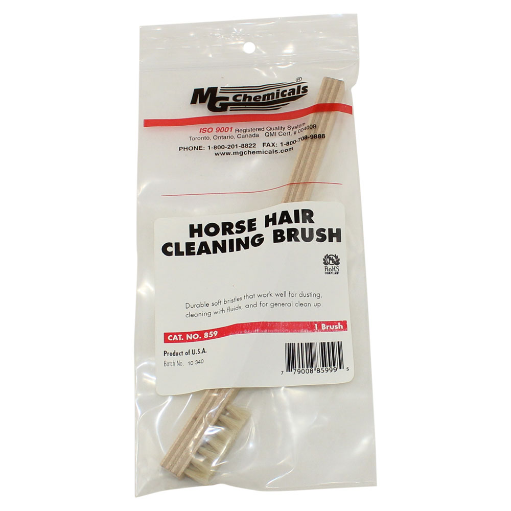 Horse Hair Bristles 1-3/8 Length x 7/16 Width MG Chemicals Non-Abrasive Cleaning Brush with 5-1/4 Wood Handle 