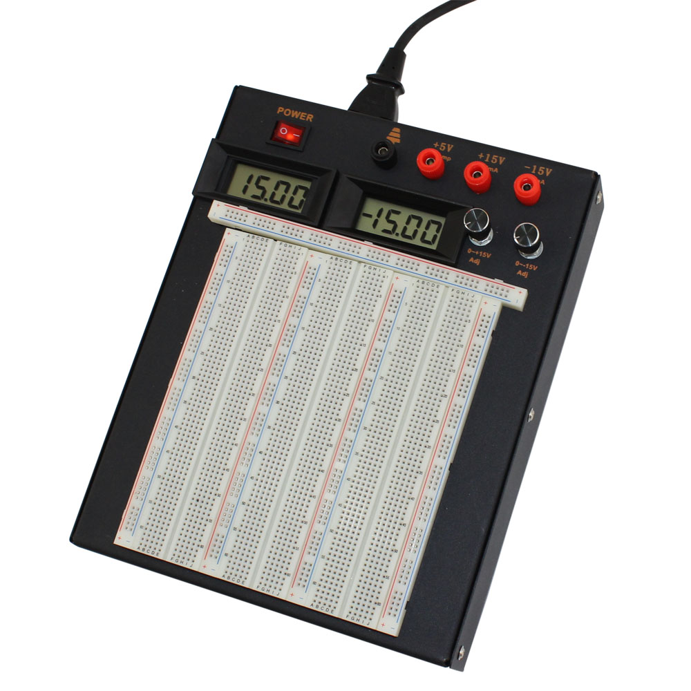 Powered 15V Solderless Breadboard Kit, With LED Displays