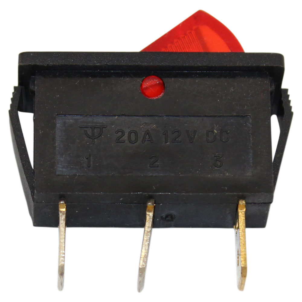 ON/OFF ILLUMINATED ROCKER SWITCH RED 13AMPS SPST 120VAC # 66-2292-1PK 