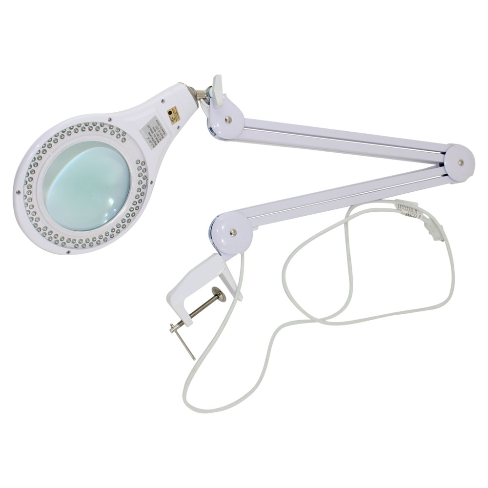 90 LED `Clamp Mount' Table Lamp with Glass Magnifier Lens