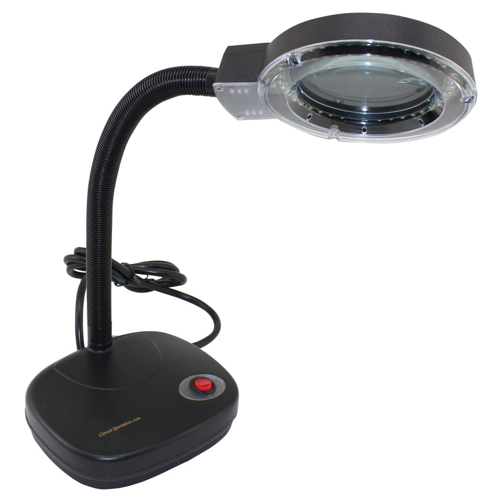 Magnifying Table Lamp w/LED Lights | 3x/15x Magnifier Lens ...