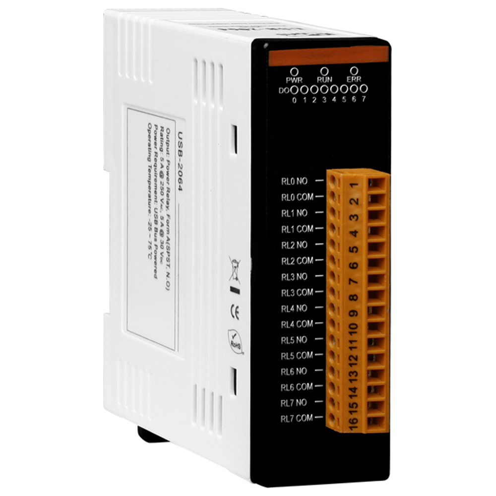 8-CHANNEL POWER RELAY OUTPUT MODULE, USB 2.0 FULL-SPEED AND USB BUS POWERED. )