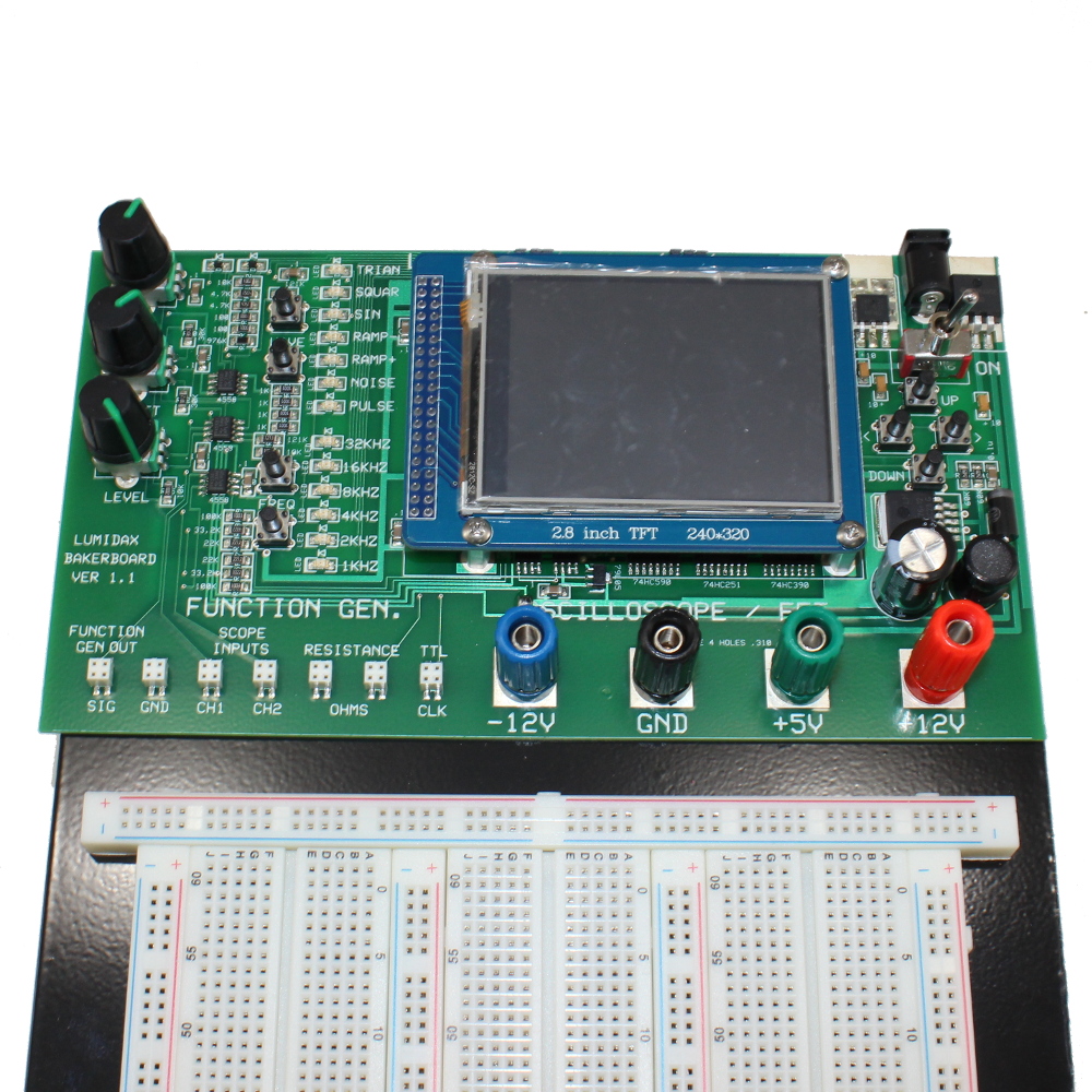 Breadboard With Oscilloscope, Function Generator and Analyzer