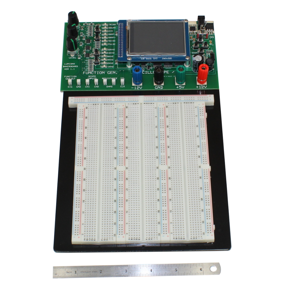 Breadboard With Oscilloscope, Function Generator and Analyzer