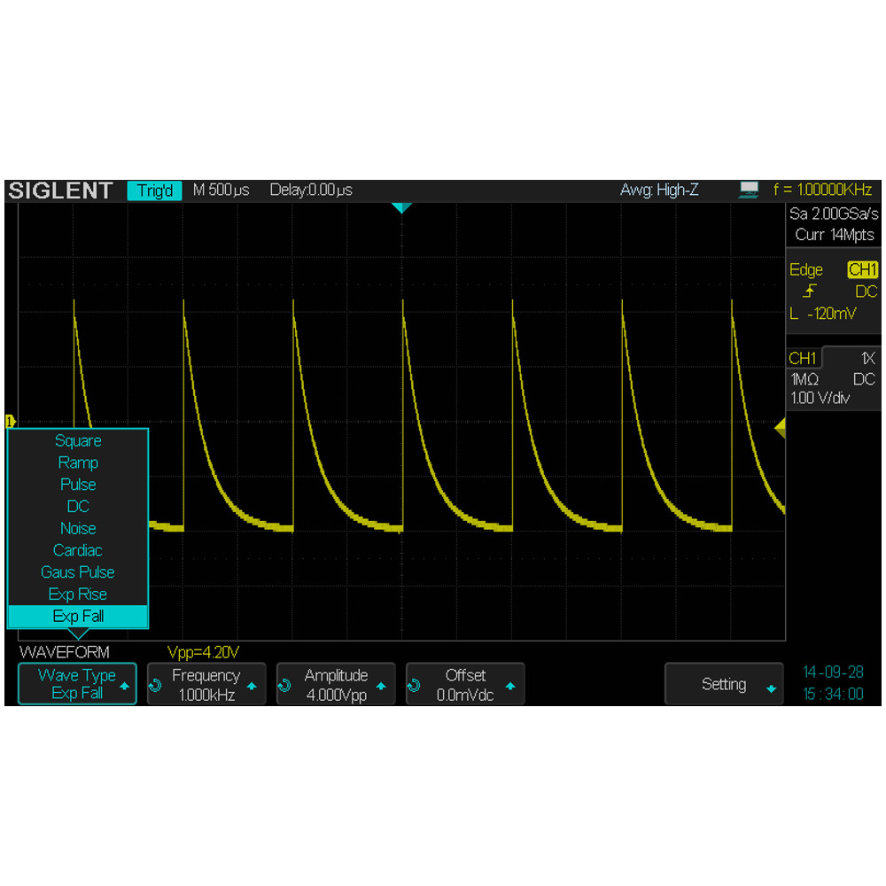25MHz function/arbitrary waveform generator for SDS2000X Series Oscilloscopes