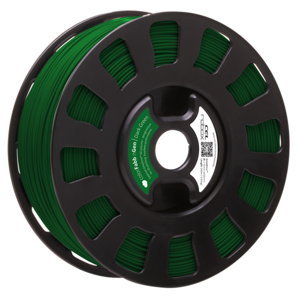 COLORFABB NGEN FILAMENT IN DARK GREEN ON A ROBOX REEL.