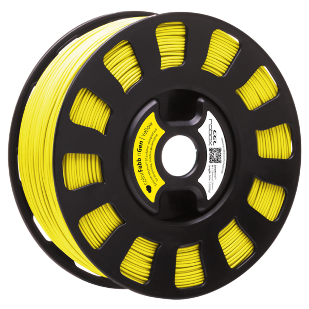 COLORFABB NGEN FILAMENT IN YELLOW ON A ROBOX REEL.