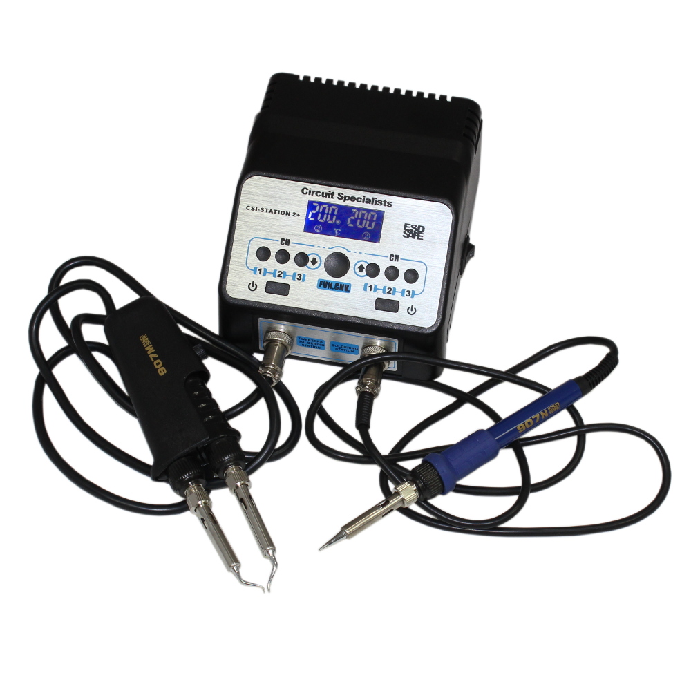 PROGRAMMABLE DUAL SOLDER STATION W SOLDERING WAND AND SMD TWEEZER FIXTURE