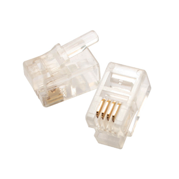 Modular Plug, 4P4C, Flat Cable,..50 uin gold, 50/Pack