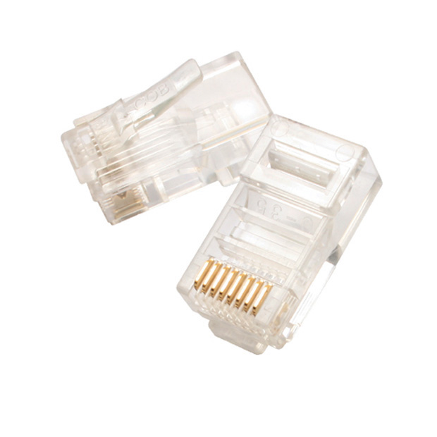 Modular Plug - 8P8C - Flat Cable - Stranded Wire - Gold Flash - 1000 per bag