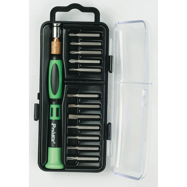 12-IN-1 SCREWDRIVER SET..PRECISION HANDLE 12 BITS - FLAT/PHILLIPS AND STAR TIP