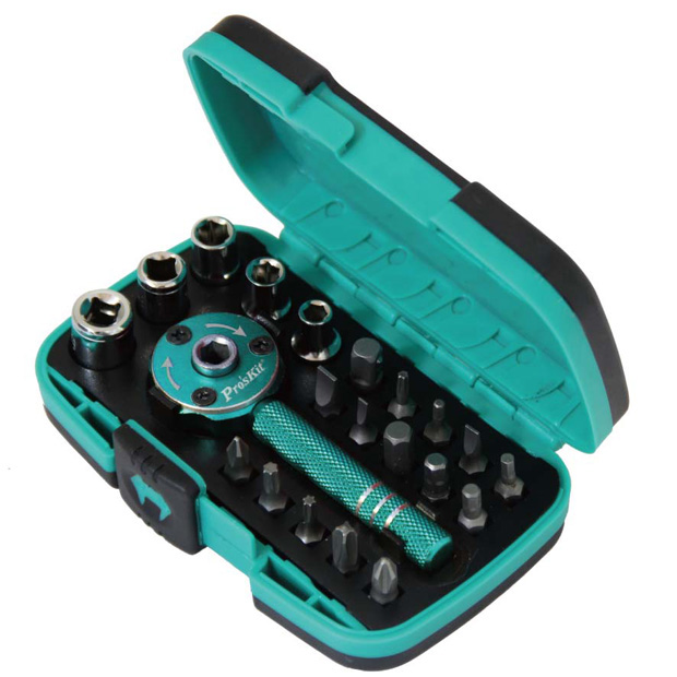 22 Pc Palm Ratchet Wrench Bit & Socket Set