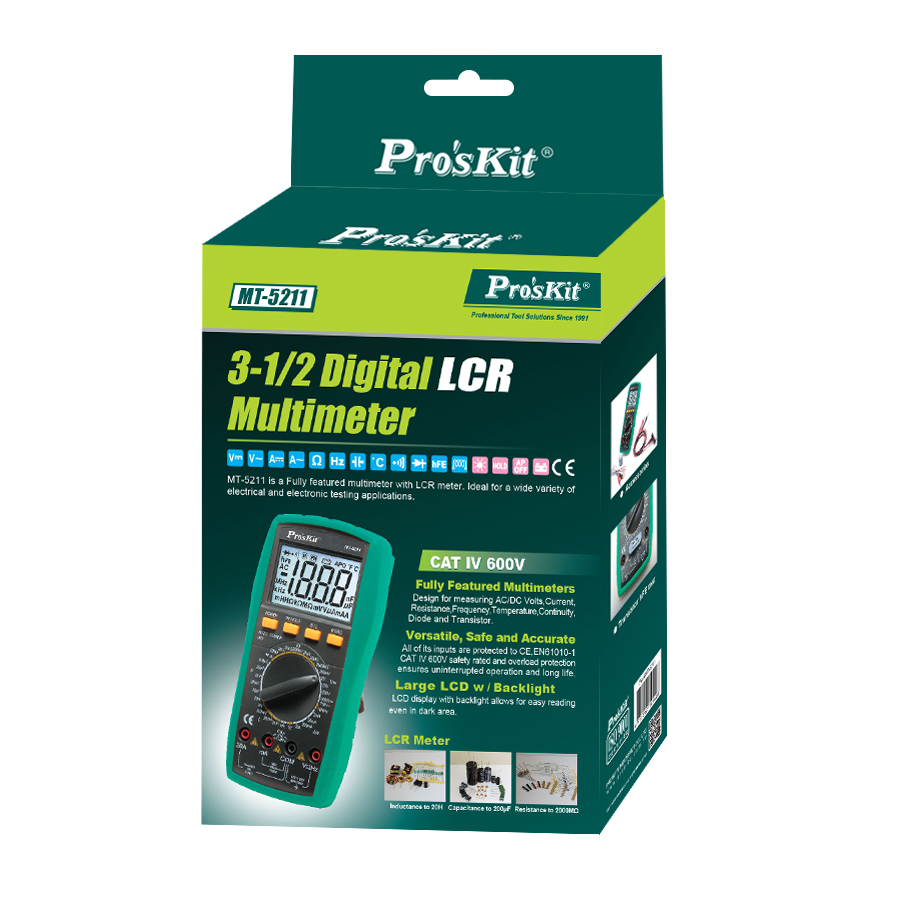 Pro's Kit 3 1/2 Digit Digital LCR Multimeter