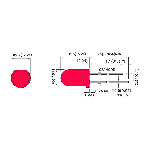 BLINKING LED 5MM DIFFUSED RED
