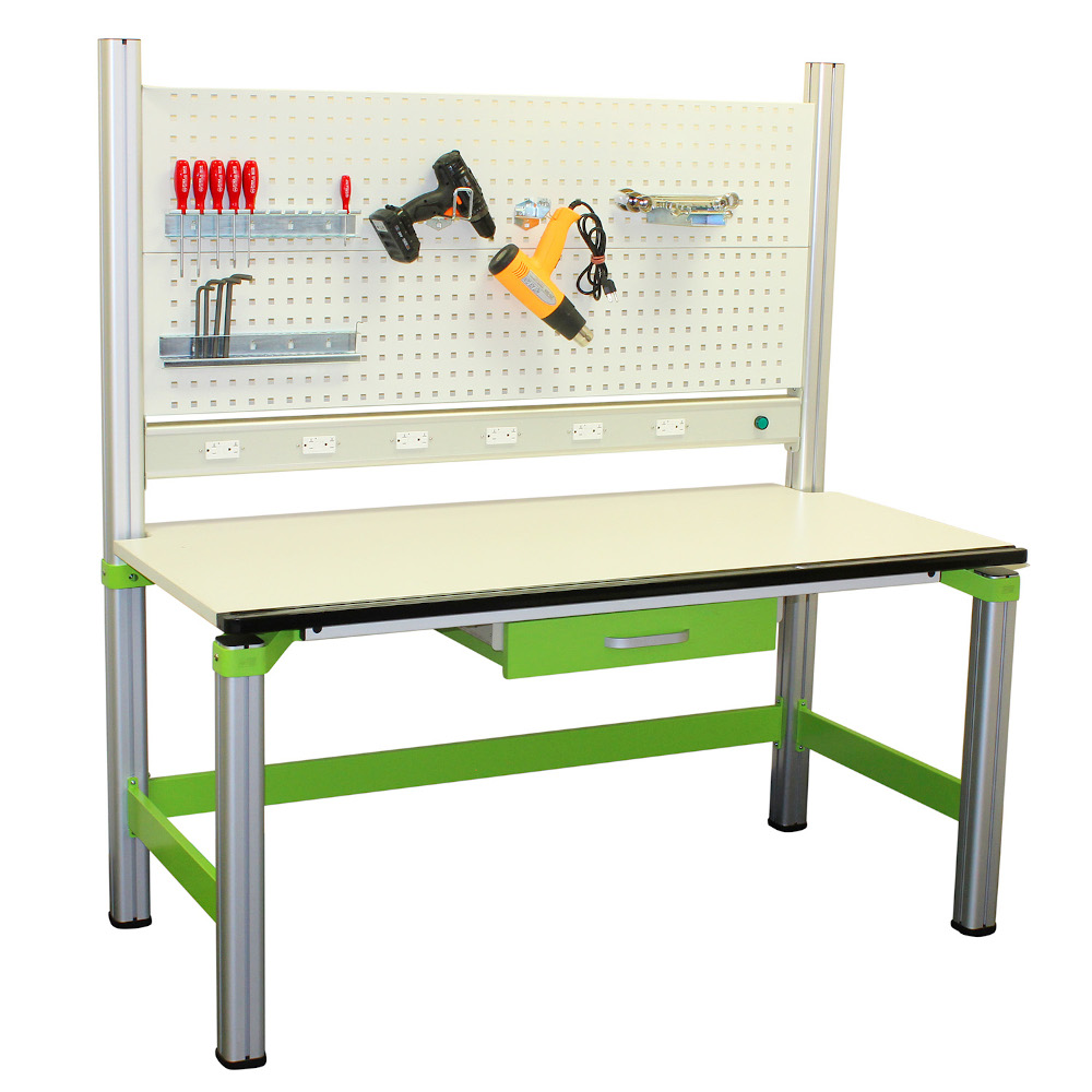 5 ft. Electronics Workbench with Aluminum Tool Pegboard Tool Organizer