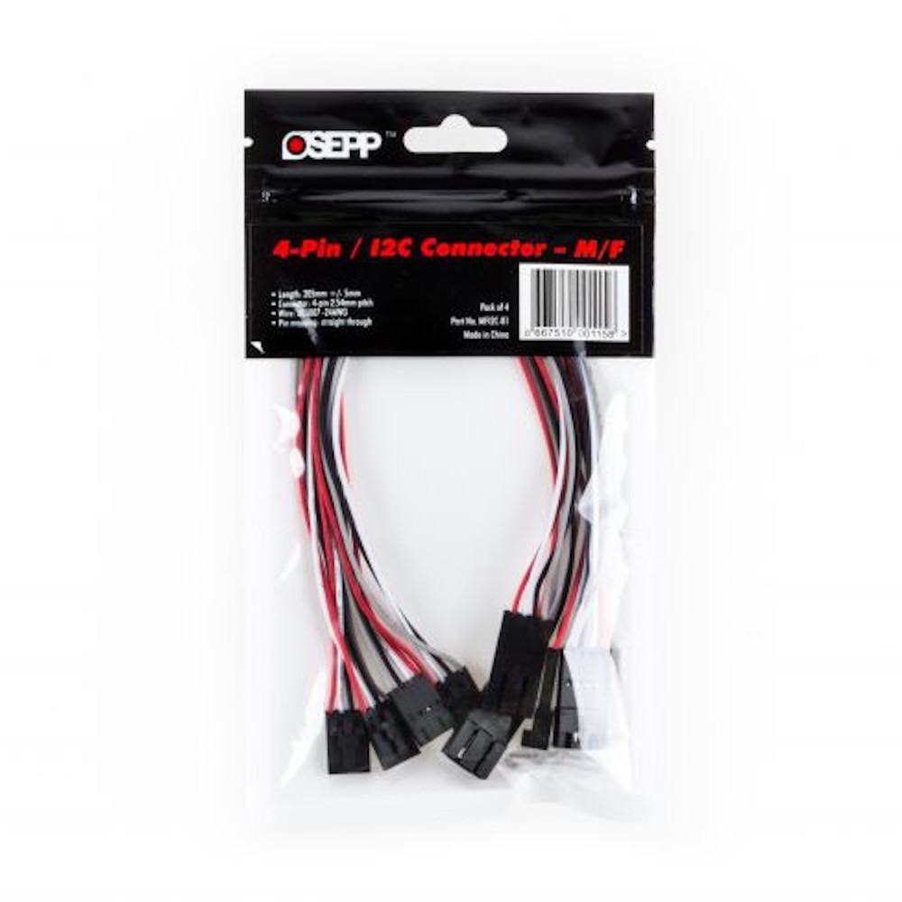 OSEPP 8″ 4-Pin I2C Connector M/F (4 pack) - MFI2C-01