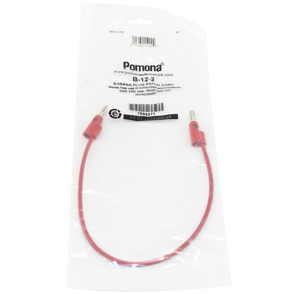 Pomona 12in Red Banana Plug Patch Cord