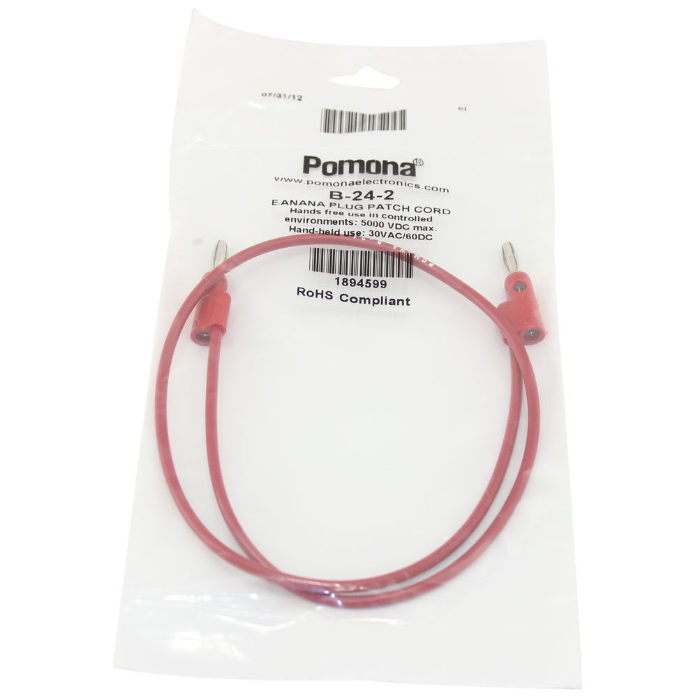 Pomona 24in Red Banana Plug Patch Cord