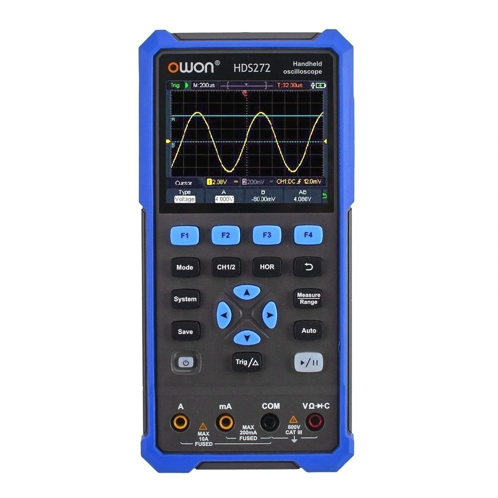 Owon HDS272S 70MHz 2Ch Handheld Oscilloscope, 20,000 Count Digital ...