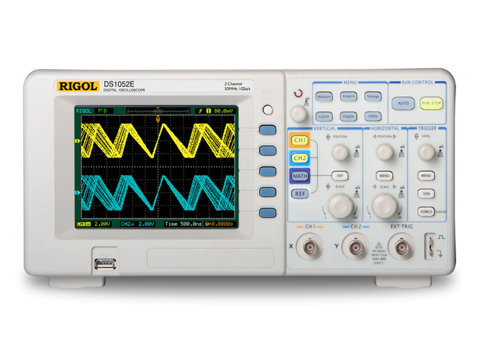 RIGOL DS1052E 50MHZ DIGITAL OSCILLOSCOPE - 2 CHANNELS - USB STORAGE AND CONNECTIVITY - 1GSA/S SAMPLING