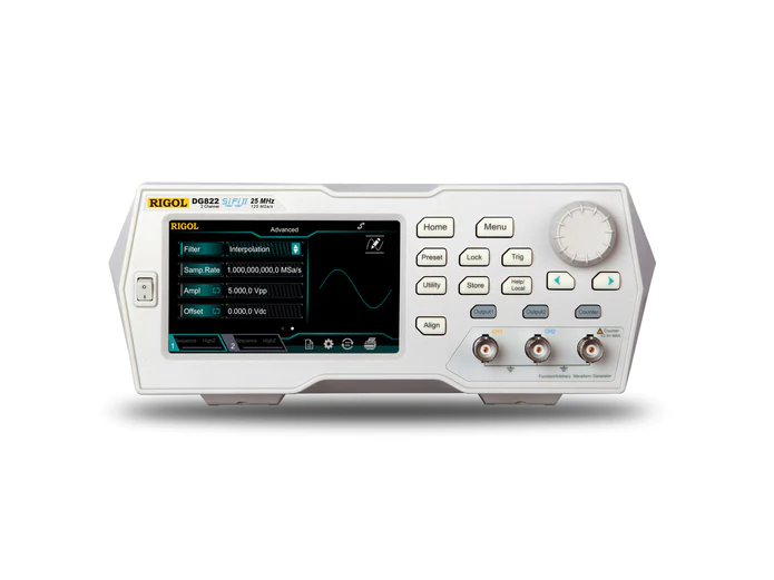 RIGOL DG822 25MHZ FUNCTION GENERATOR - 2 CHANNELS - 125MSA/S - 16BIT RESOLUTION - 2M MEMORY