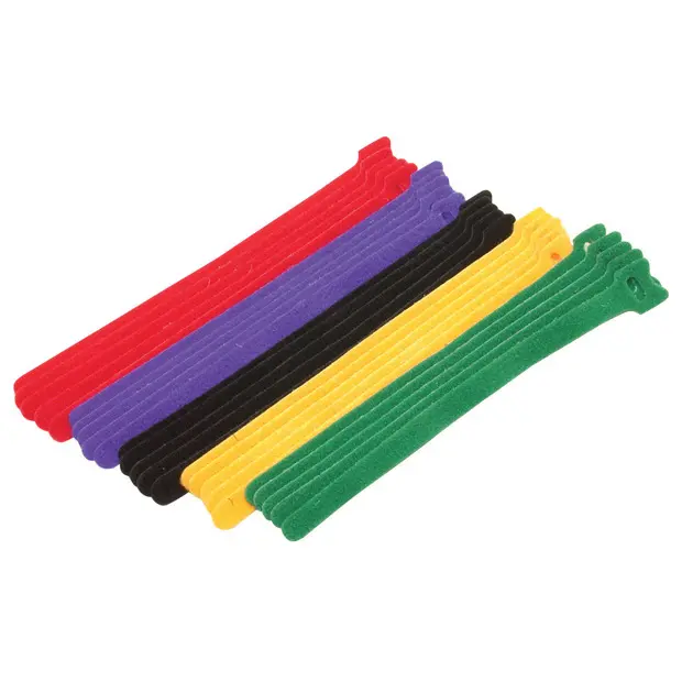 HOOK & LOOP CABLE TIE ASSORTMENT 15 PCS - 3 EACH COLOR