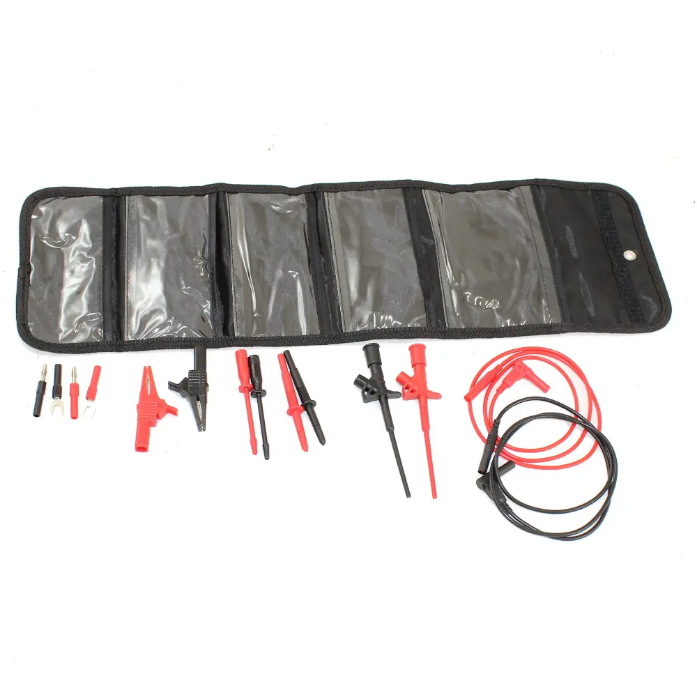 14 PCS TEST LEAD KIT W ROLL UP BAG