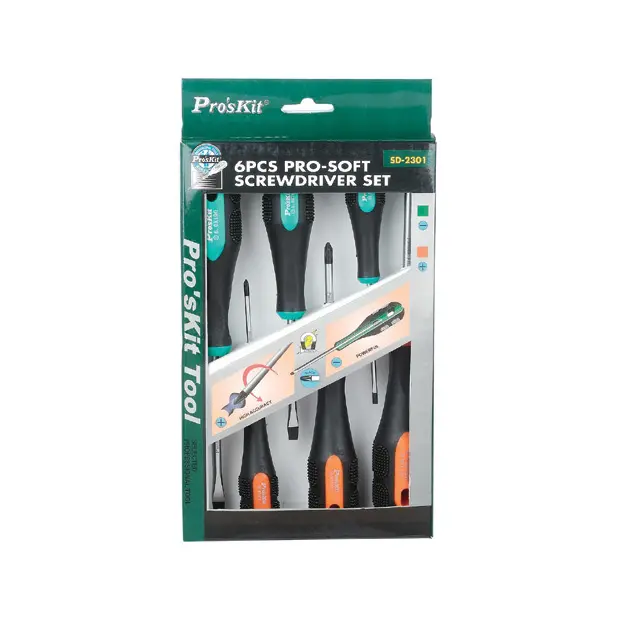 6 PC PRO-SOFT SCREWDRIVER SET..3 PHILLIPS - 3 FLAT BLADE