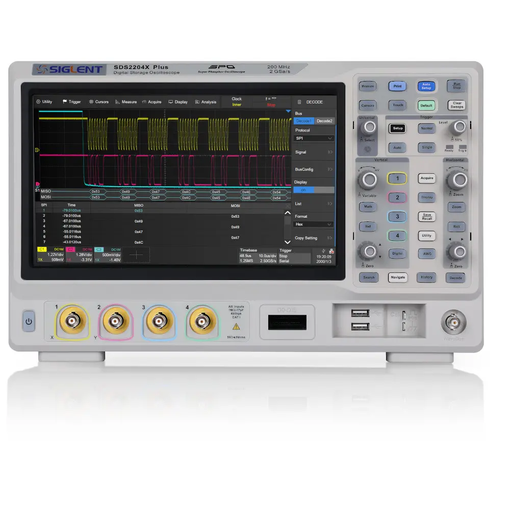 200MHZ, 4 CHANNELS, 2GSA/S DIGITAL STORAGE OSCILLOSCOPE. 200M MEMORY, TOUCH SCREEN, BUILT-IN 50 MHZ AWG