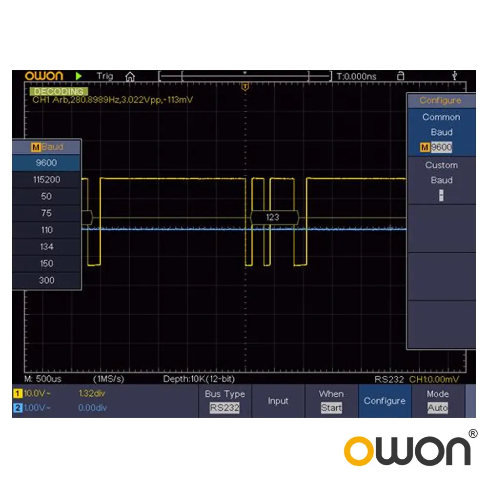 SPI, I2C, RS232 DECODING FOR OWON TEST EQUIPMENT