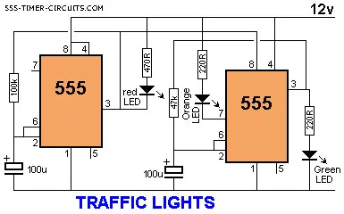 SIMPLE TRAFFIC LIGHT KIT USING A 555 TIMER