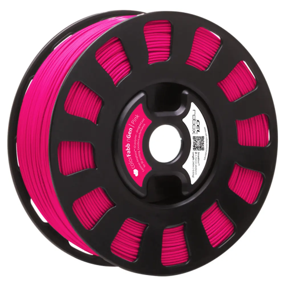 COLORFABB NGEN FILAMENT IN PINK ON A ROBOX REEL.
