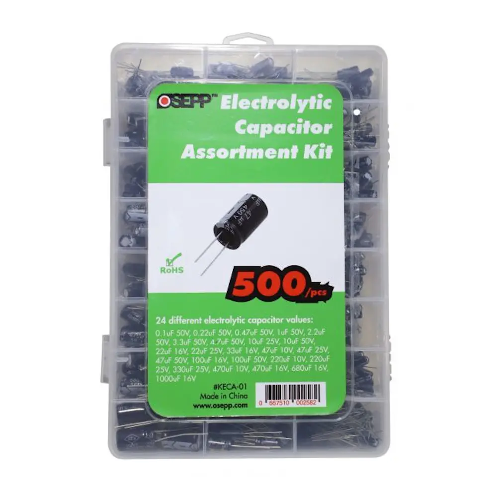 ELECTROLYTIC CAPACITOR ASSORTMENT KIT, 24 DIFFERENT VALUES (510 TOTAL)