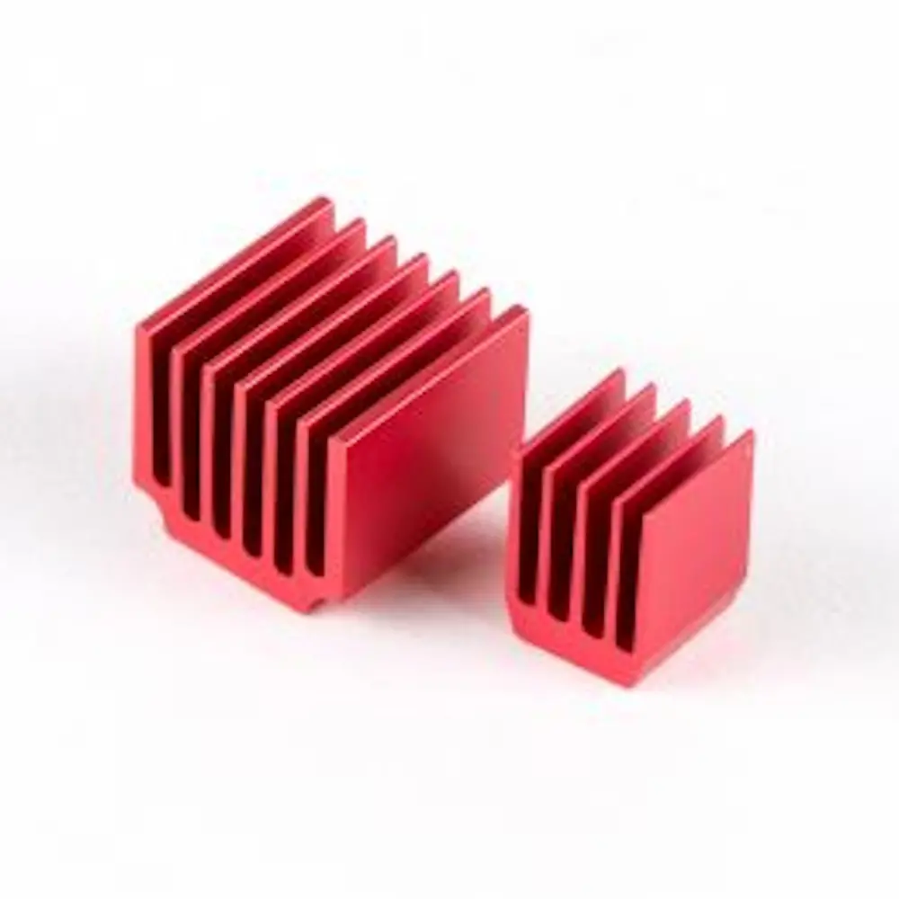 ALUMINUM HEAT SINK FOR RASPBERRY PI - TALL FIN (2 PIECES) - 1) 9MM X 9MM X 12MM    2) 15MM X 14.5MM X 13MM