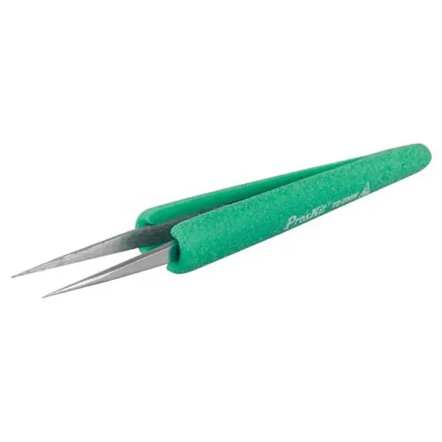 TWEEZER, ESD-SAFE, SOFT-GRIP, FINE TIP