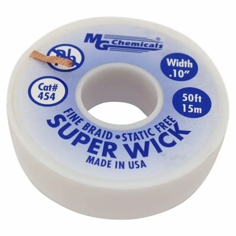 thumbnail image 2 of 10-Pack Desoldering Wick – 5Ft (1.5m) X 3mm Wide, Copper Braid, Lead-Free 2 of 2