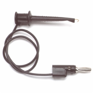 Black 36in Minigrabber test clip to stacking banana plug
